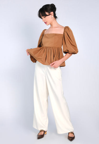 Mark Bumgarner X Vania Romoff For Plains & Prints Camille Pants (Cream)