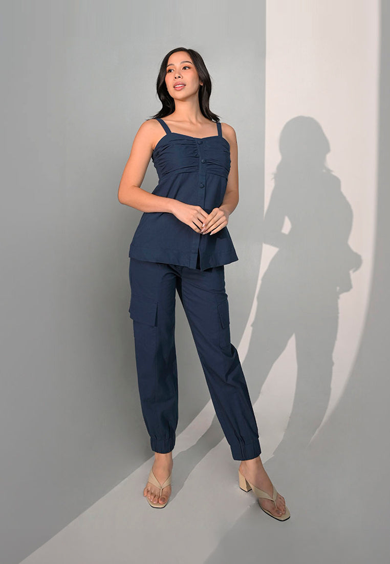 Cash Sleeveless  Top (Navy Blue)