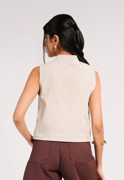 Casper Sleeveless Top (Beige)