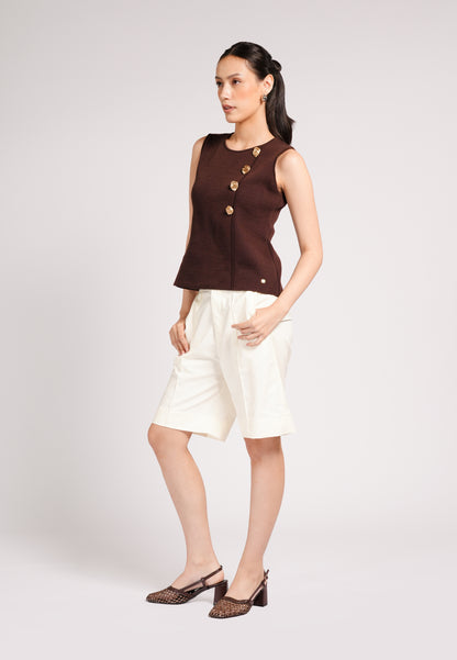 Clique Sleeveless Top (Dark Brown)