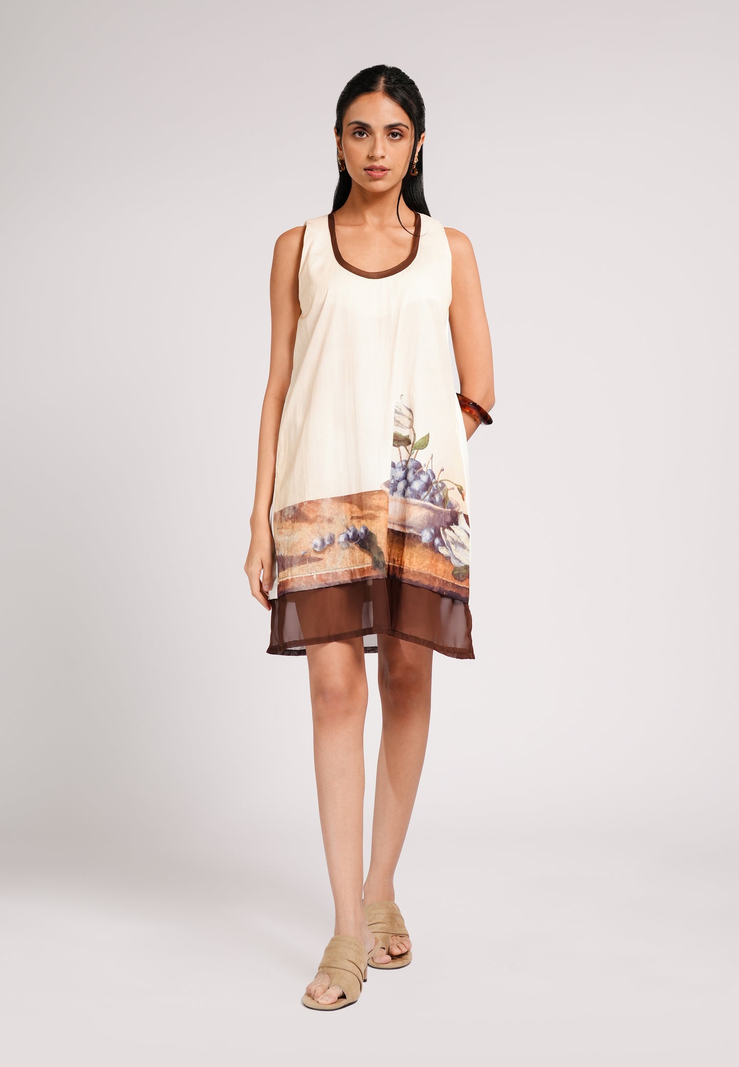 Colin Sleeveless Dress (Spot Print Cream)