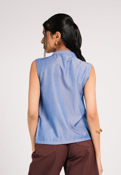 Cynn Sleeveless Top (Blue)
