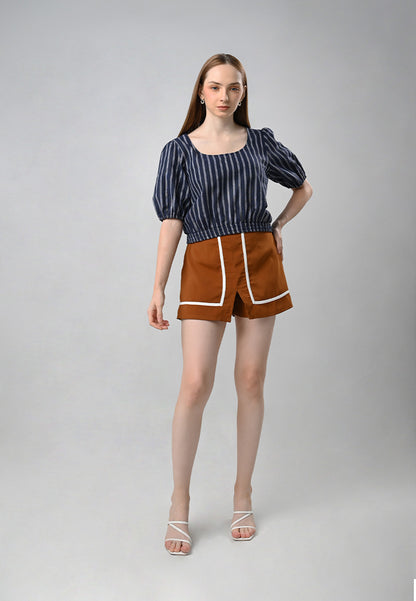 Cypress Short Sleeve Top (Navy white)