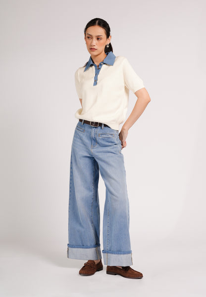 DNM Studios 2026 Dalba Short Sleeve Top (Cream)
