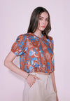 Camp Darya Short Sleeve Shirt Top (Printed Brown)