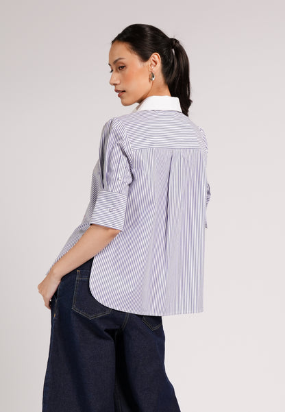 DNM Studios 2026 Doax Quarter Sleeve Top (Striped Blue)
