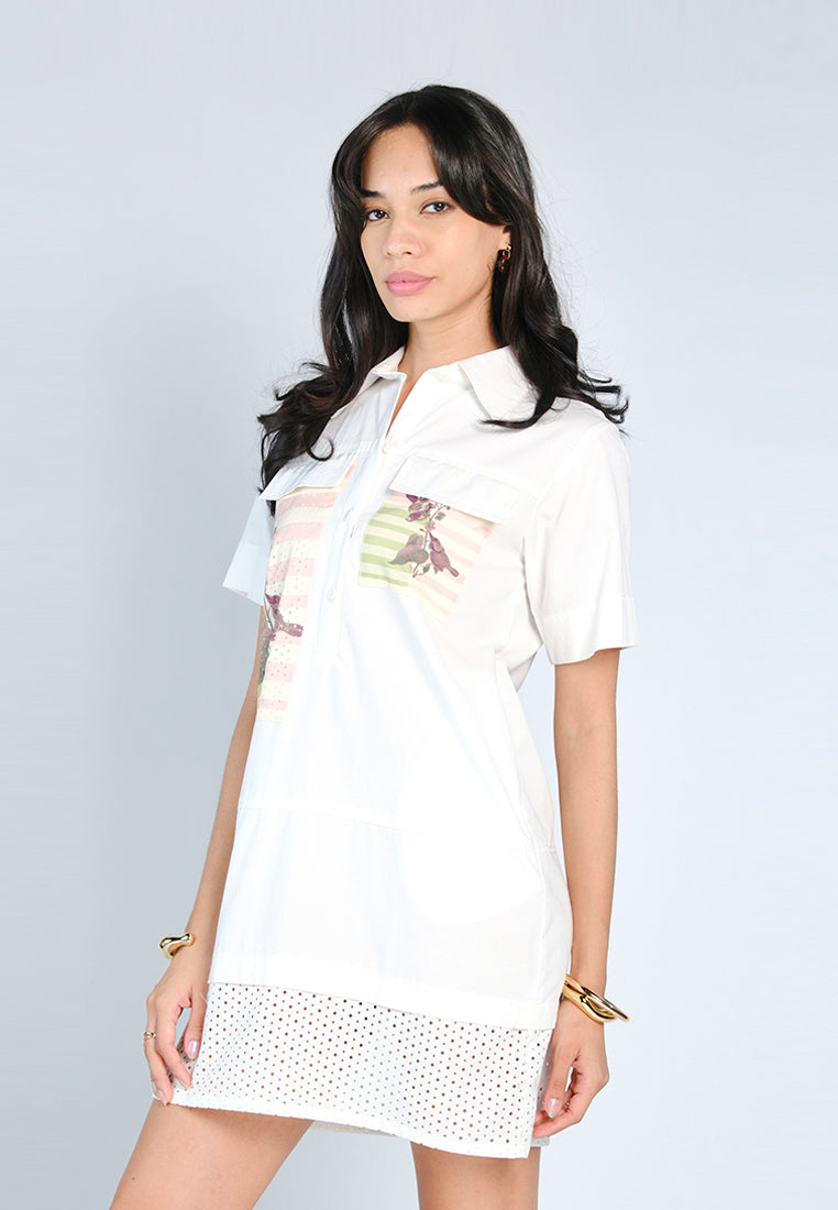 Nobleza Fabia Short Sleeve Dress (Off-white)