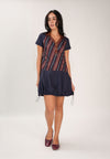 Fabrizia Short Sleeve Dress (Striped Navy)