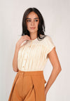 Faustine Extended Sleeve Pantsuit (Cream/Camel)