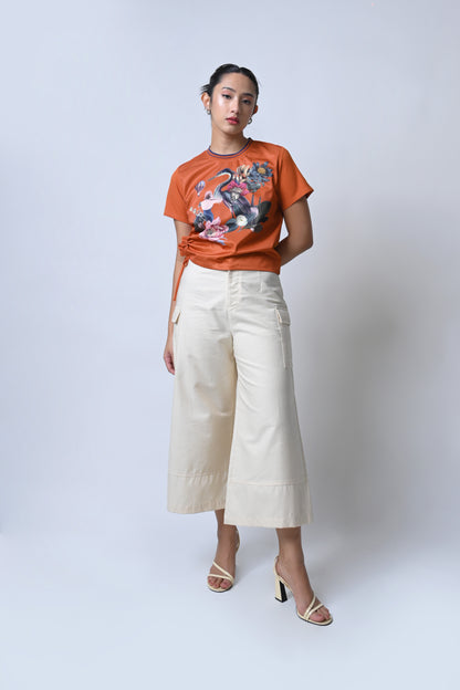 Feather Short Sleeve Top (Rust)