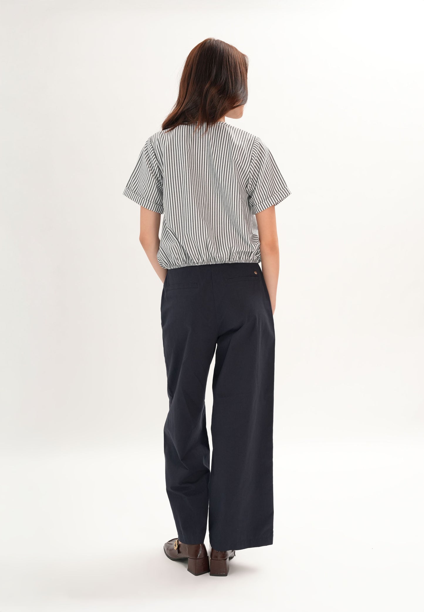 Fendor Short Sleeve Top (Striped Black)