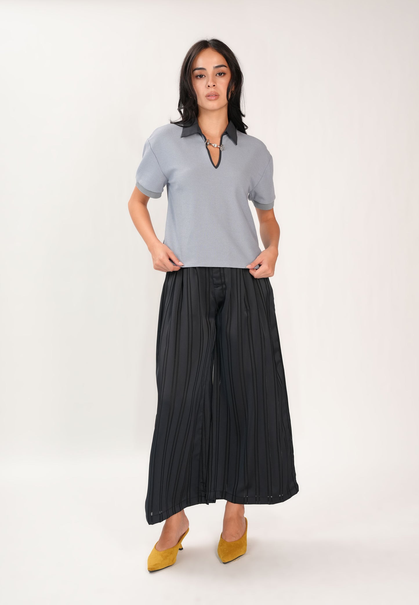 Fiony Short Sleeve Top (Dark Blue)