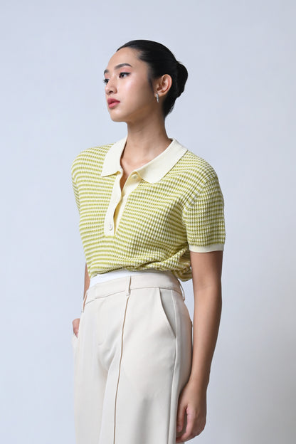 Fisher Short Sleeve Top (Lime/Cream)