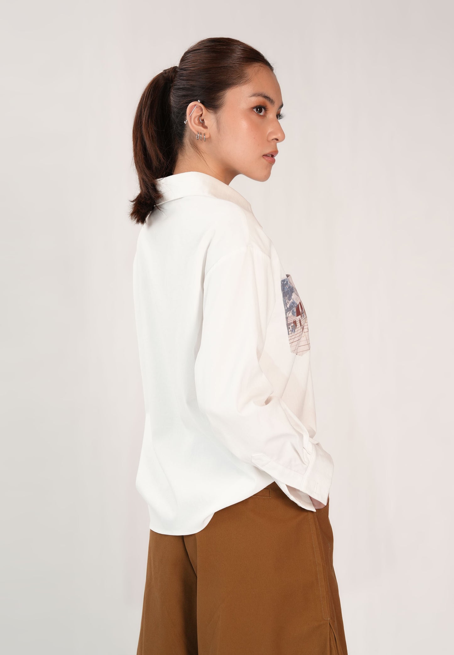 Fliyelet Long Sleeve Top (Spot Print White)