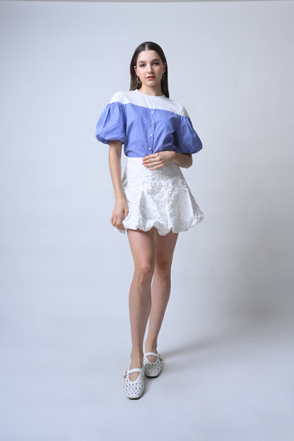 Flux Short Sleeve Top (Wht/Blue)