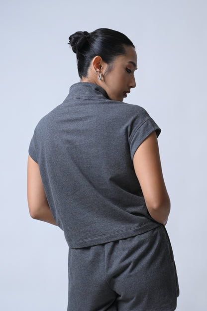 Foster Short Sleeve Top (Charcoal)