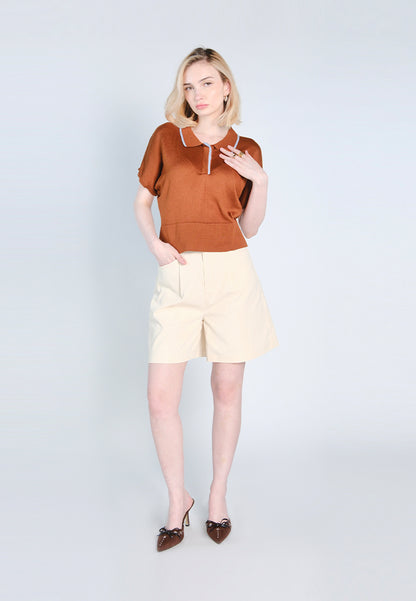 Nobleza Frazer Short Sleeve Top (Brown)