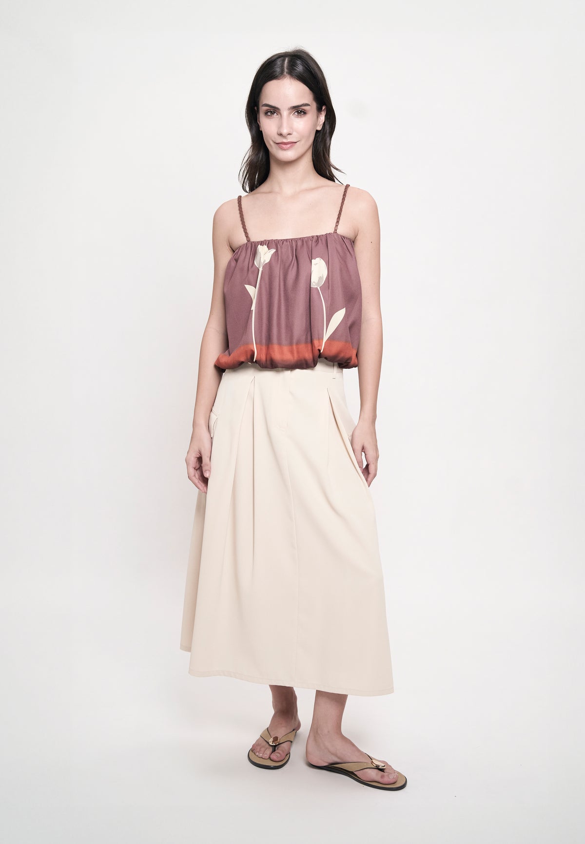 Gabriele Sleeveless Top (Spot Print Brown)