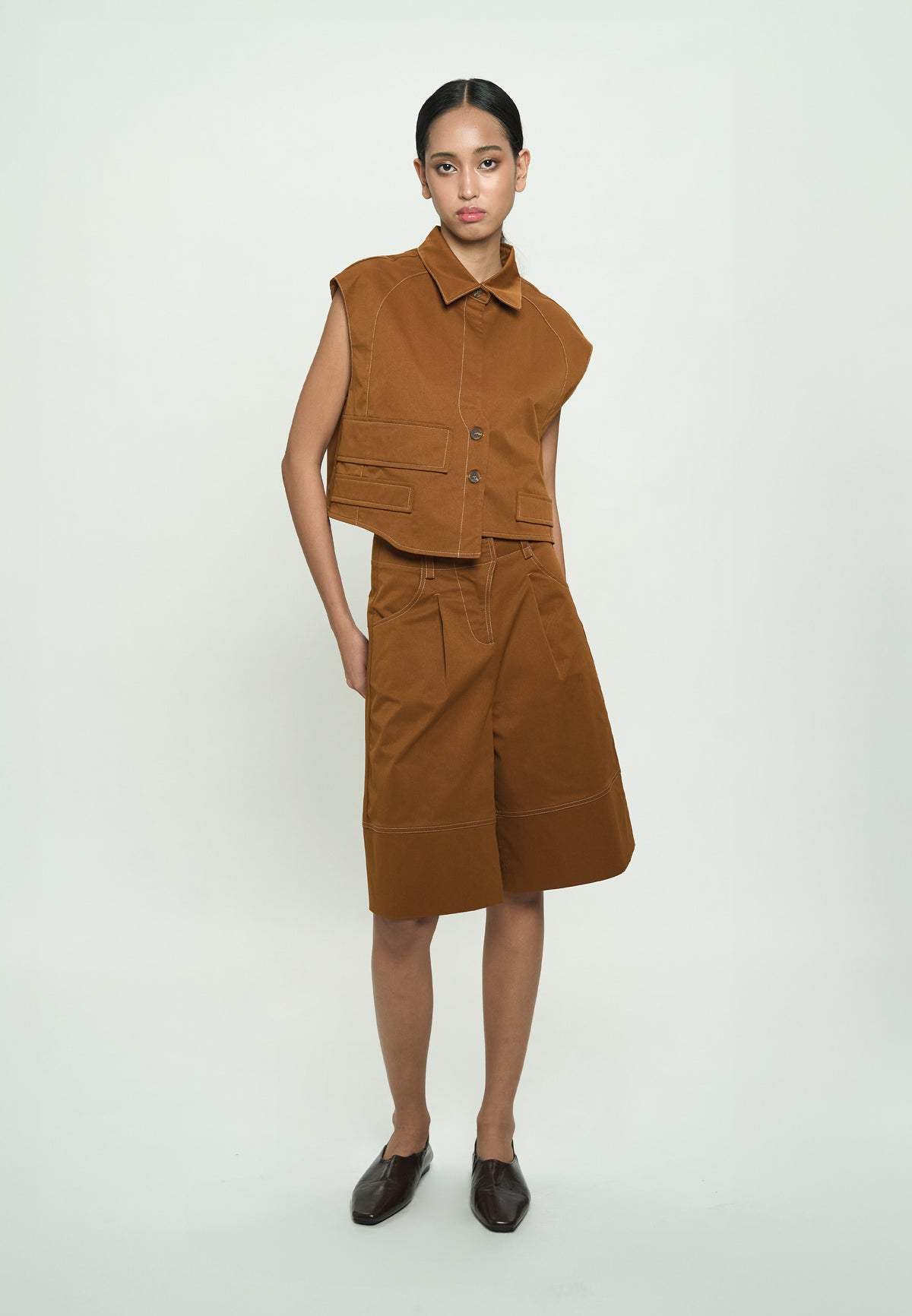 Gaella Extended Sleeve Top (Toffee)