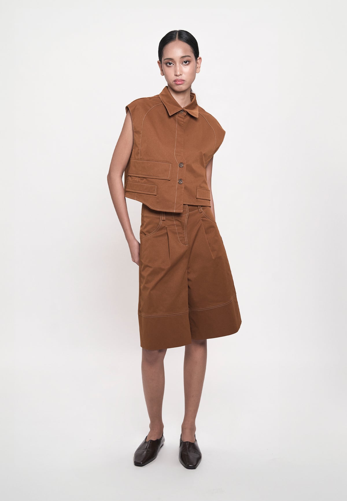 Gaella Extended Sleeve Top (Toffee)