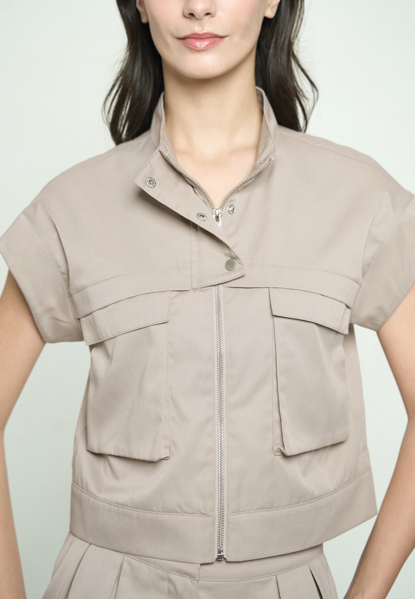 Gaile Short Sleeve Top (Taupe)