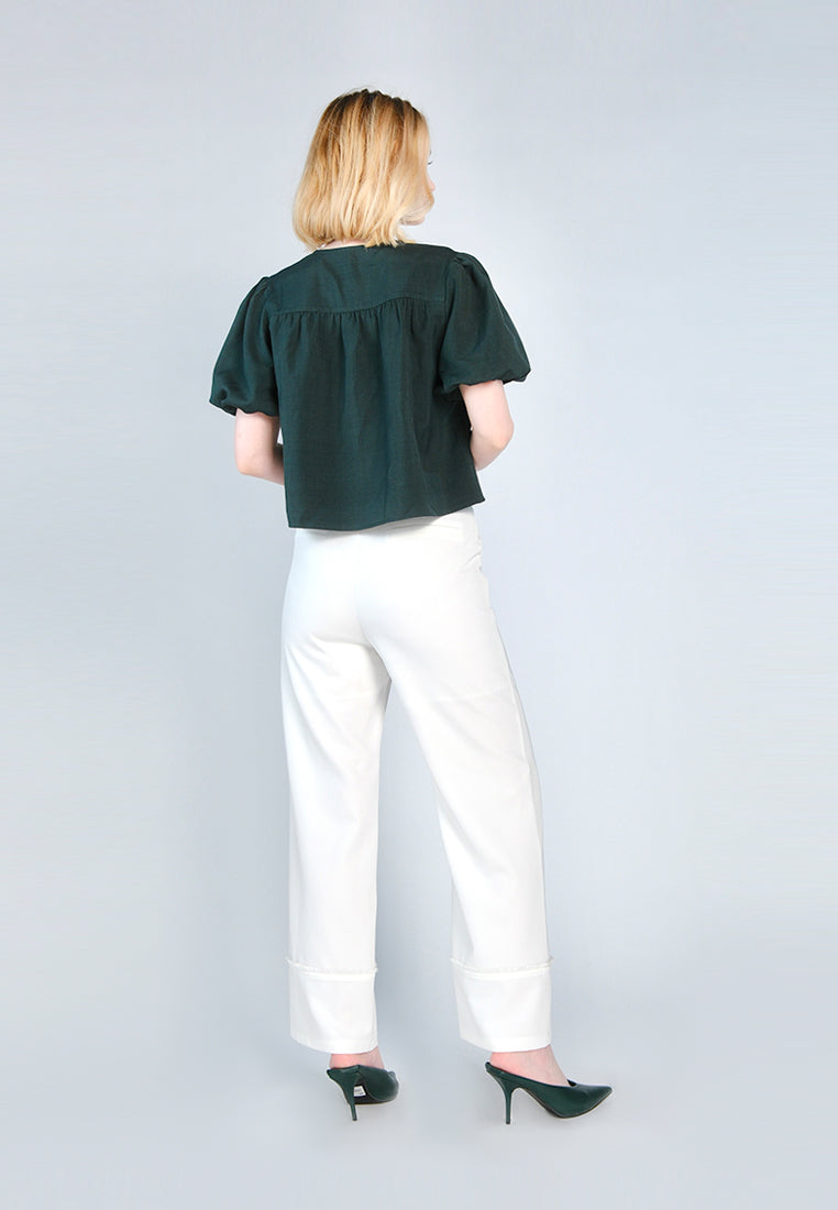 Nobleza Galen Short Sleeve Top (D.Green)