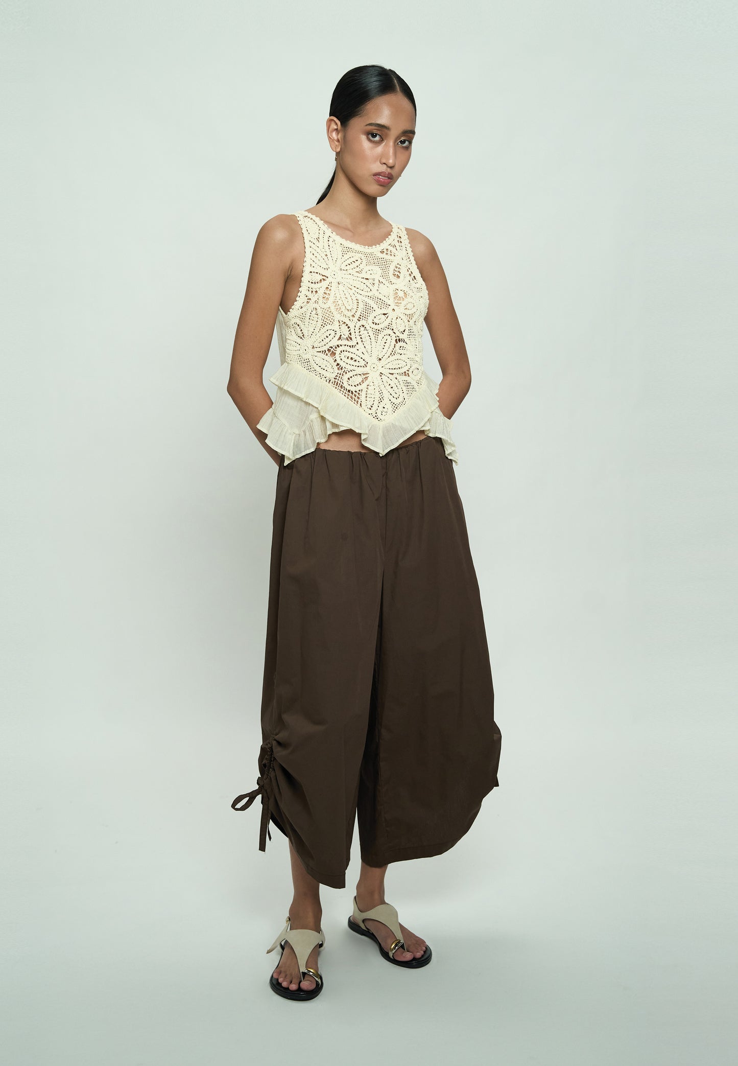 Gandham Sleeveless Top (Cream)