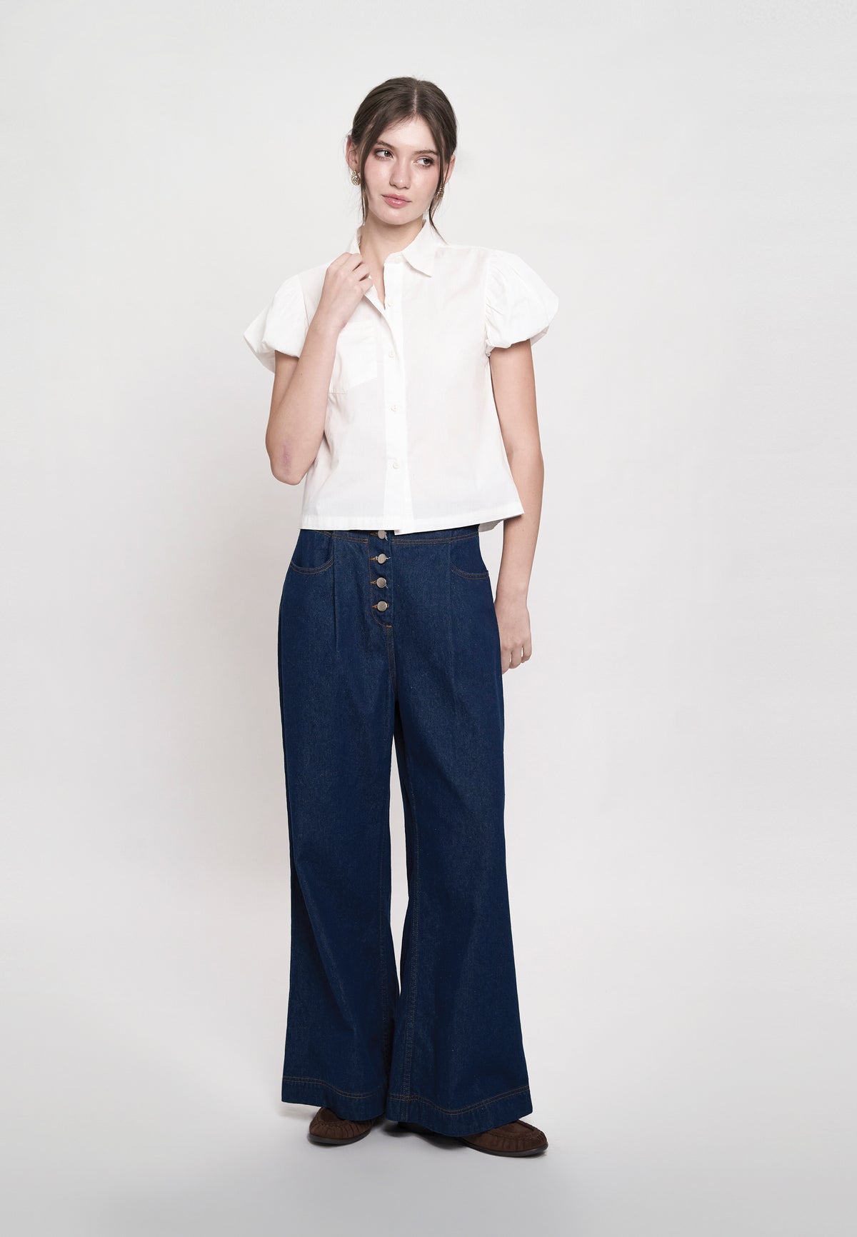 Gemma Shorts Sleeve Top (Offwhite)