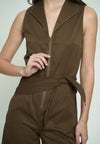 Giann Sleeveless Pantsuit W/ Scarf (Brown)