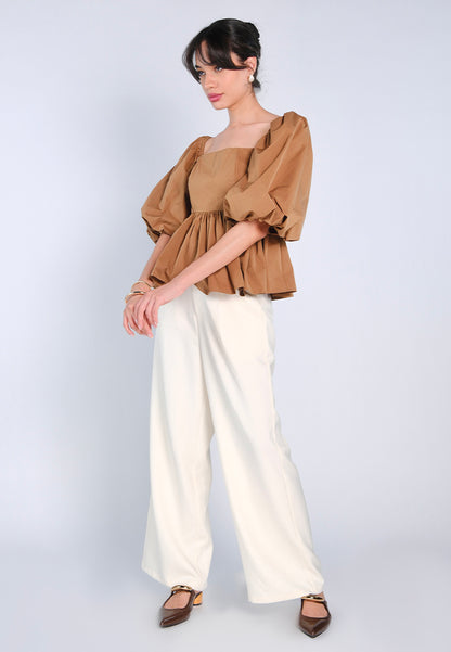 Mark Bumgarner X Vania Romoff For Plains & Prints Gia Short Sleeve Top (Brown)