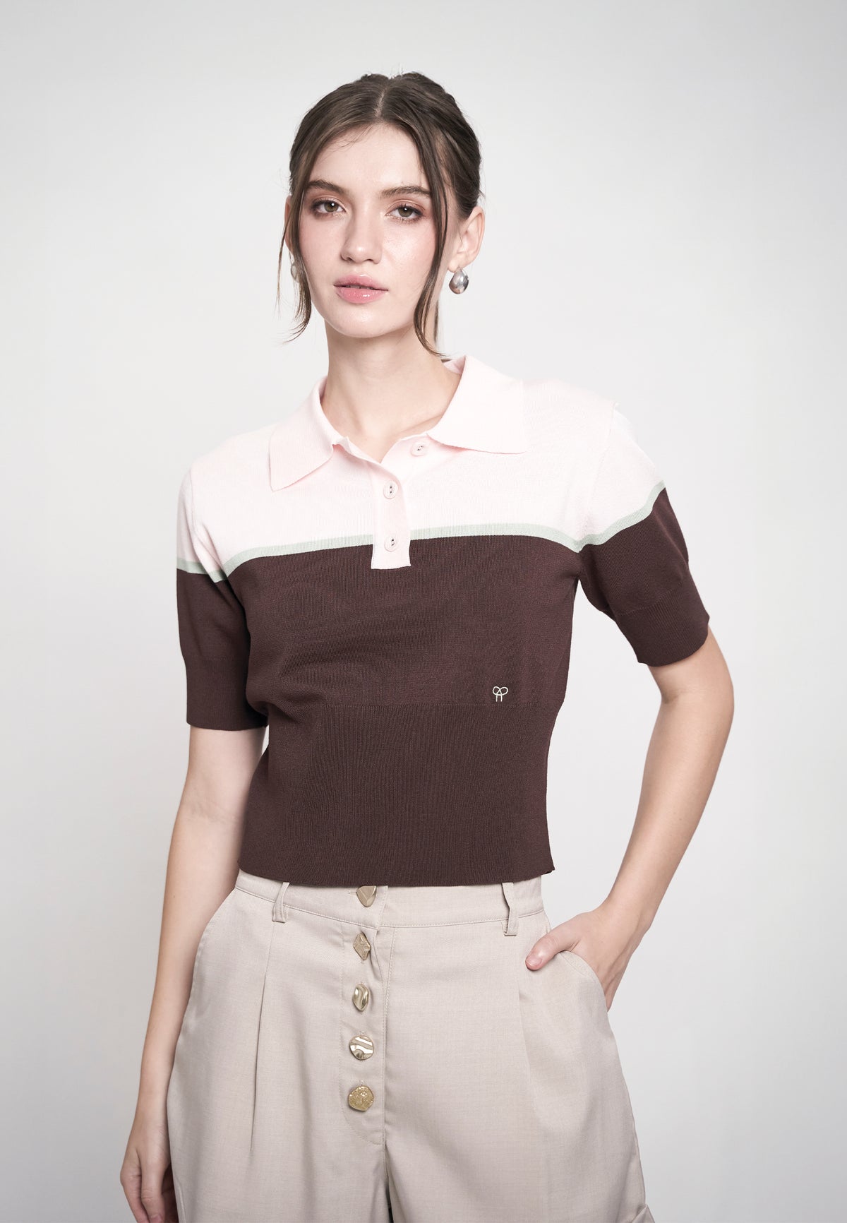 Giffy Short Sleeve Top (Pink/Brown)
