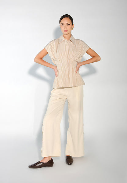 Sari- Sari Giliw Short Sleeve Top (Striped Brown)