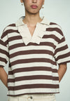 Gionn Short Sleeve Top (Striped Brown)