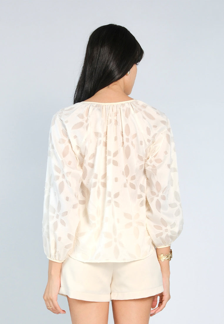 Nobleza Glenn Long Sleeve# Top (Cream)