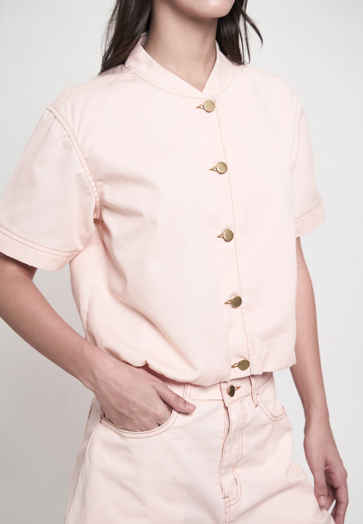 Glydel Short Sleeve Top (Light Pink)