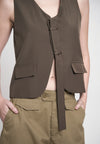 Grey Sleeveless Top (Brown )