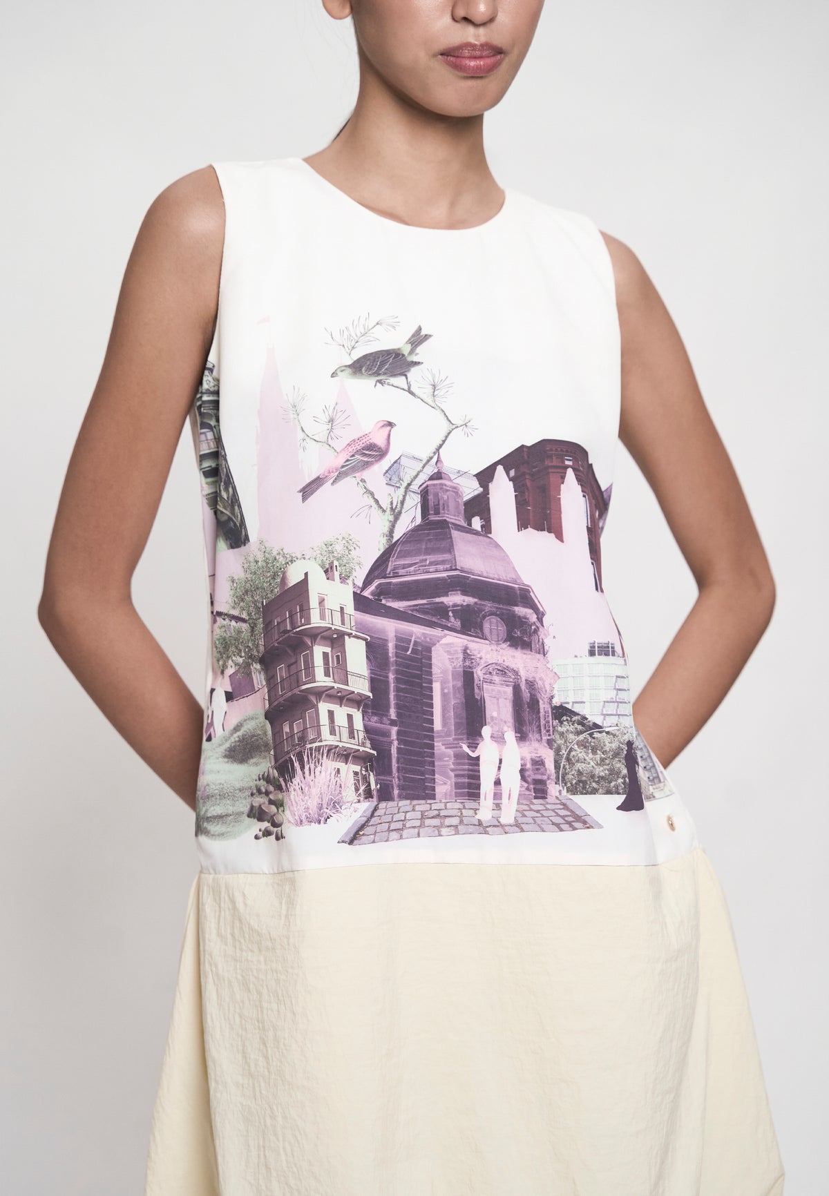 Gwynete Sleeveless Dress (Spot Print Cream)