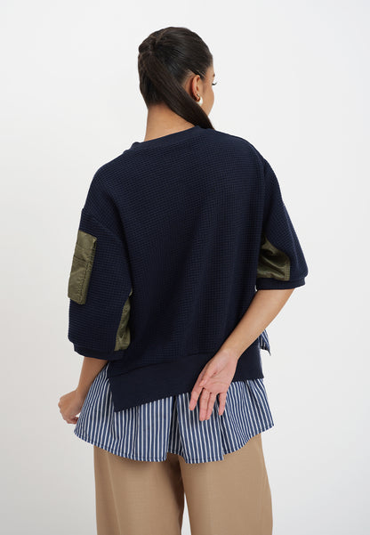 Raf Hadley Quarter Sleeve Top (Navy)