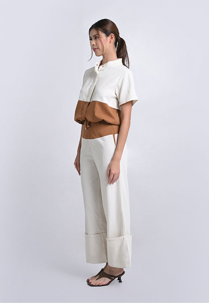 Archetype Travel Hansen Short Sleeve Top (Cream/Brown)