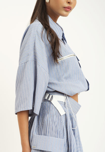 Raf Heron Short Sleeve Top (Blue/White)