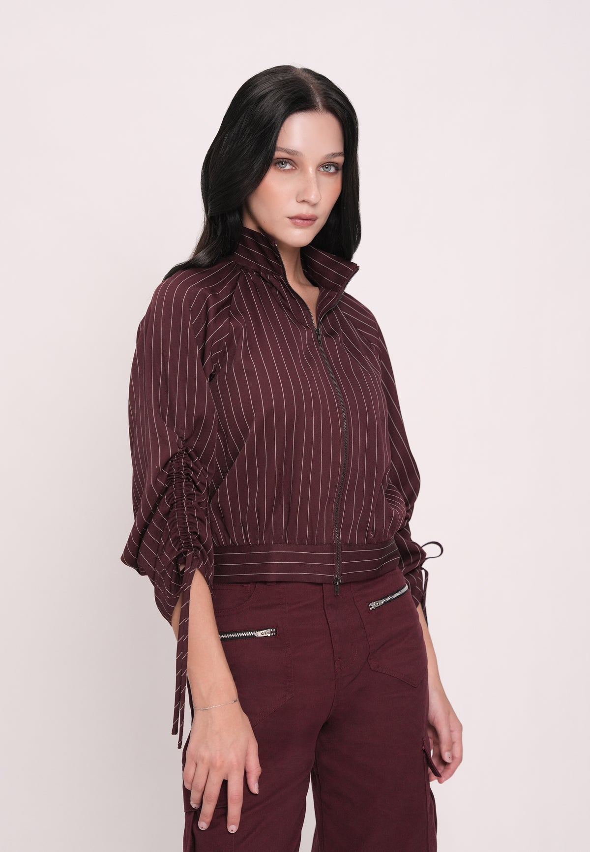 Huxlei Long Sleeve Top (Striped Plum)