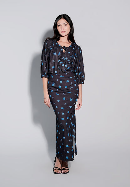 Holiday 2025 Idinna Quarter Sleeve Top (Printed Black)