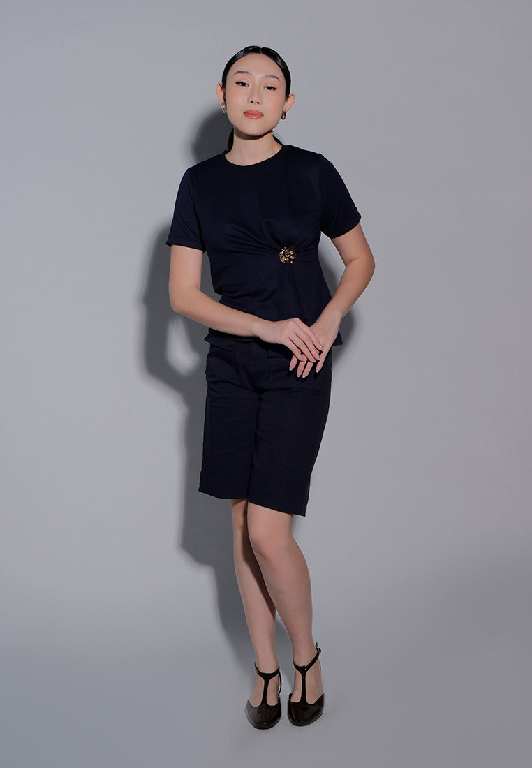 Holiday 2025 Irinna Short Sleeve Top (Navy)