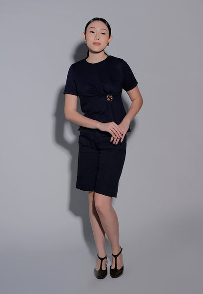 Holiday 2025 Irinna Short Sleeve Top (Navy)