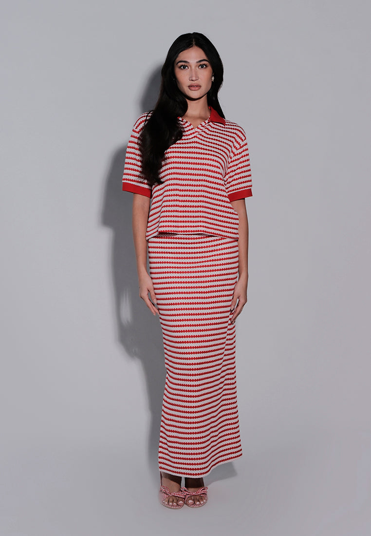 Holiday 2025 Irra Short Sleeve Top (Striped Red)
