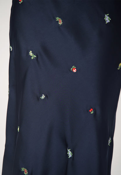 Raf Isabelle Skirt W/ Embro  (Navy)