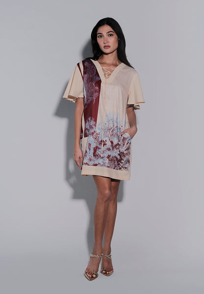 Islander Short Sleeve Dress (Printed Beige)