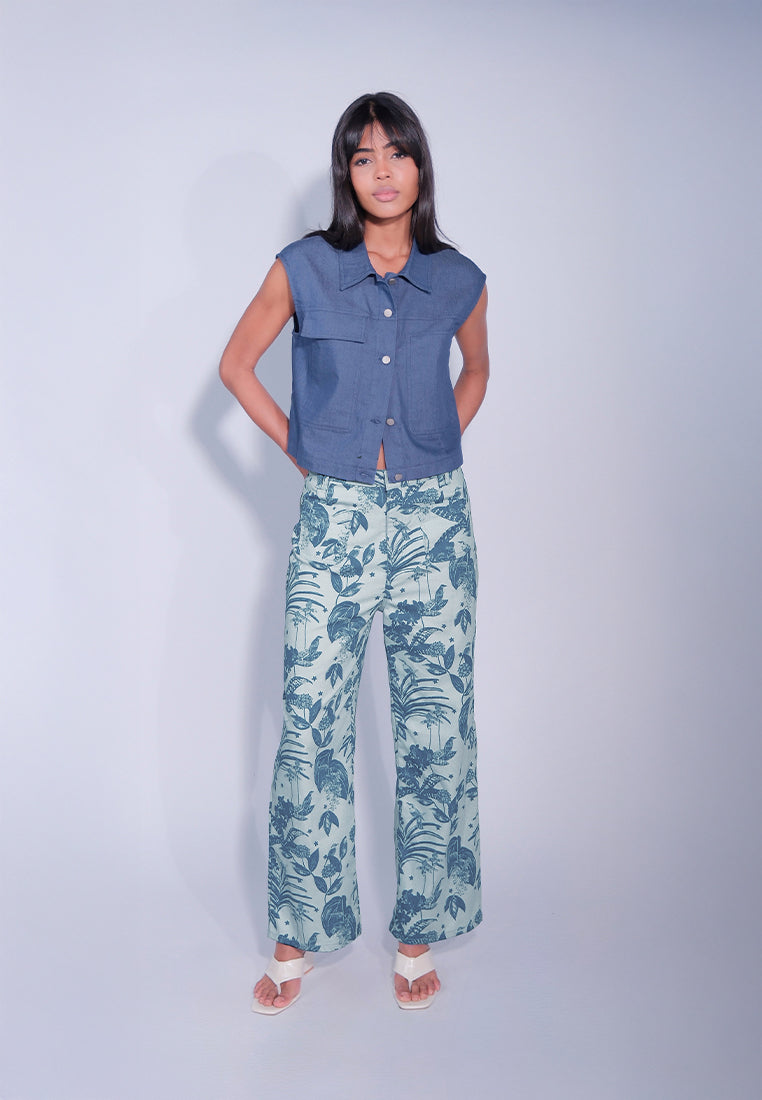 DNM Studios x Raxenne Jade Vine Pants (Printed Blue)