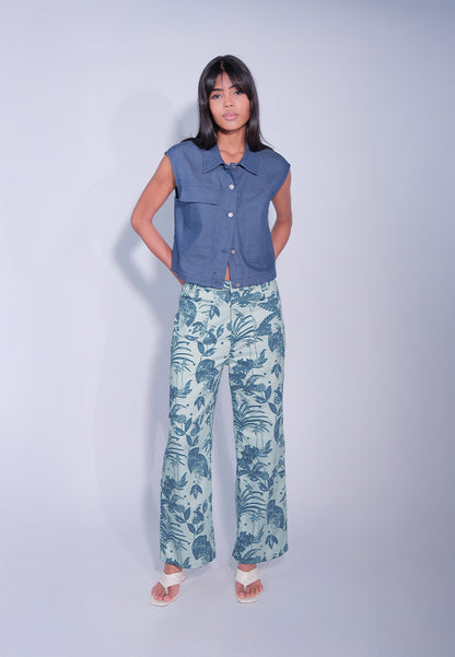 DNM Studios x Raxenne Jade Vine Pants (Printed Blue)