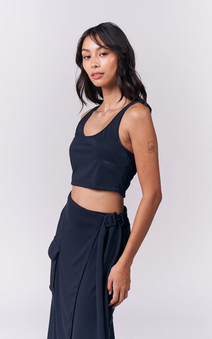 Jazmine Sleeveless And Skirt (Navy)